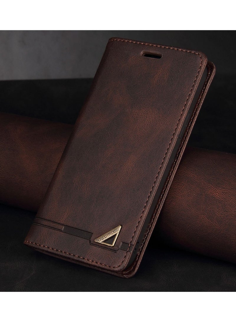 Suteni Flip Cover Leather Protective Hidden Card Slots Phone Case for iPhone