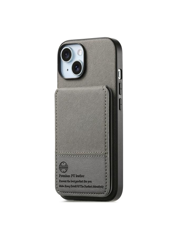 S-TOP Case For iPhone 15 Twill Fabric Leather Vertical Flip RFID Card Bag Phone Case - Image 2