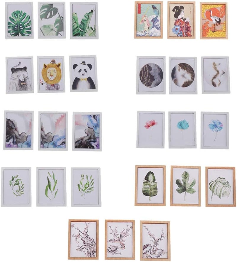 كلاراكو صورة جدارية عصرية لبيت الدمى بمقياس 1/12، لتزيين جدران غرفة المعيشة وغرفة النوم، ورقة خضراء، كما هو موضح. - Image 1