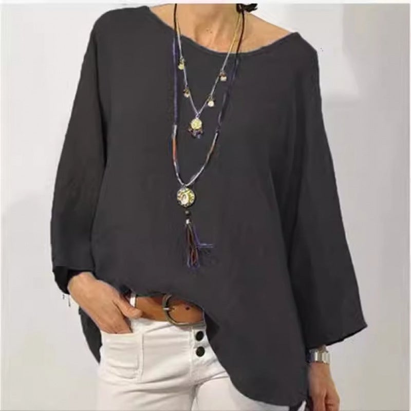 Women's Long Sleeve Loose Blouse Cotton Linen Blend - Image 4