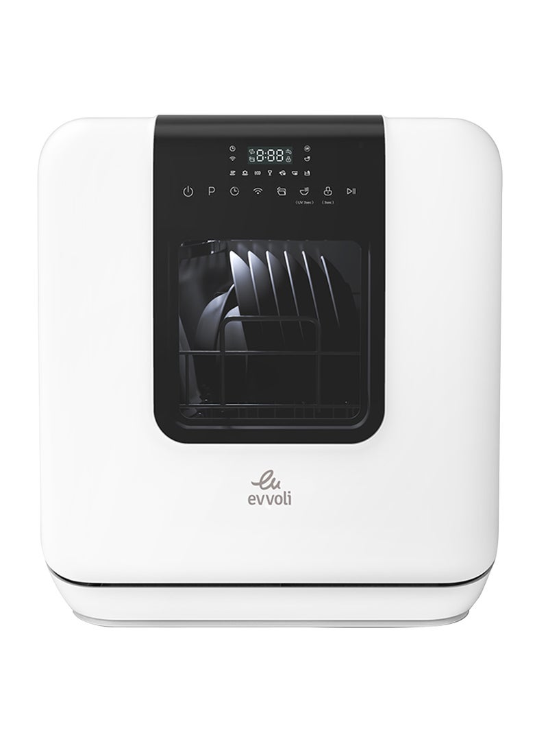 evvoli Mini Table top Portable Dishwasher With 3 Place Settings, 7 Program, Touch Control, LED Display, Delay Start And Off-Peak Wash Function 6 L 860 W EVDW-3W White - Image 1