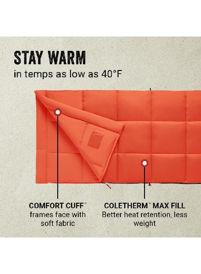 كولمان 2000037218 كولمان كومباكت 40 فهرنهايت حقيبة نوم مستطيلة برتقالي و أزرق 75 x 33 بوصة - Image 5