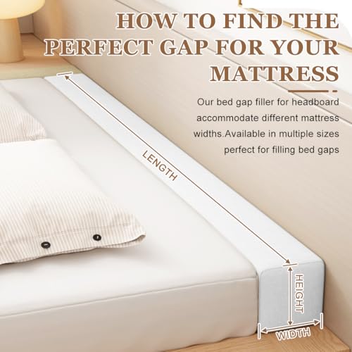 NANGELRN Bed Gap Filler,High-Density Bed Crack Filler with Removable Cover,Mattress Extender for Headboard Gap,Spacer Filler Between Mattress and Wall,Bed Wedge Gap Filler,Full Size,rice-white,78"x8"x10" - Image 2