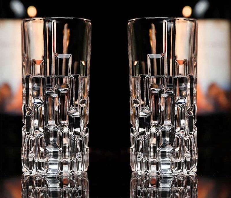 NeWine Italian Premium Juice and Water Glasses Set of 6 Transparent 300ml Drinking Water Glasses Stylish and Crystal Square Highball Glasses for Water Juice and Cocktails Long Highball 310ML - Image 2