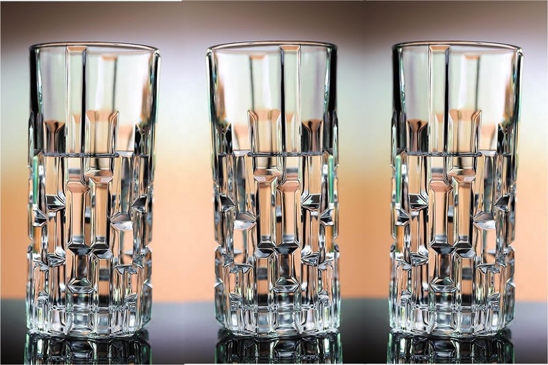 NeWine Italian Premium Juice and Water Glasses Set of 6 Transparent 300ml Drinking Water Glasses Stylish and Crystal Square Highball Glasses for Water Juice and Cocktails Long Highball 310ML - Image 4