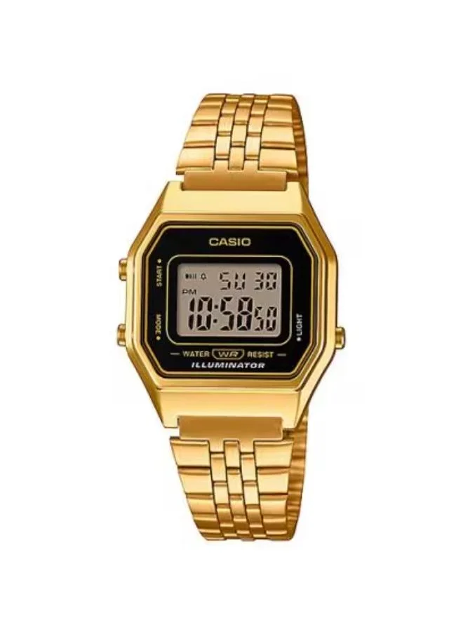 CASIO Women's Digital Display Watch With Gold Stainless Steel Strap - LA680WGA-1DF