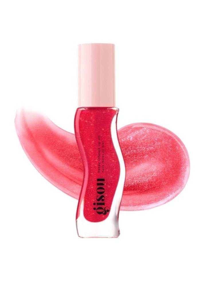 Gisou Gisou Honey Infused Hydrating Lip Oil Cherry On The Cake | Sheer Pinky Red Shimmer, Nourishing & Moisturizing - 0.27 oz / 8ml  - Image 1