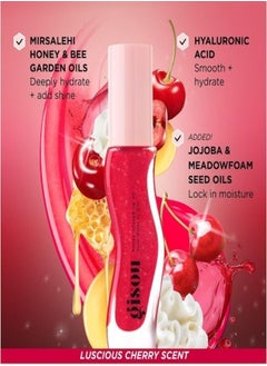 Gisou Gisou Honey Infused Hydrating Lip Oil Cherry On The Cake | Sheer Pinky Red Shimmer, Nourishing & Moisturizing - 0.27 oz / 8ml  - Image 4