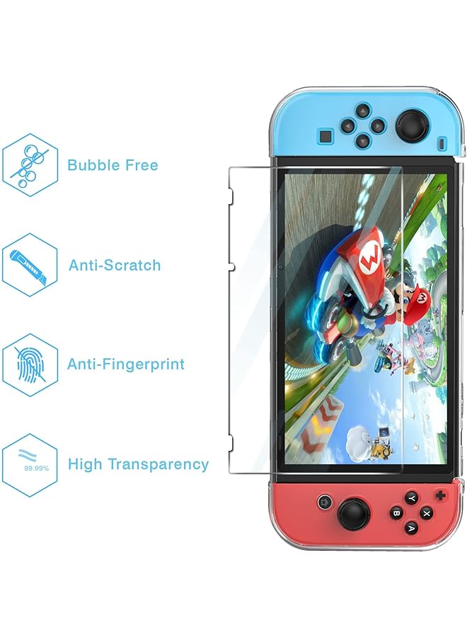 متوافق مع نينتندو سويتش مع غلاف واقٍ، جراب واقٍ شفاف لجهاز نينتندو سويتش مع غلاف واقٍ لجهاز سويتش وغطاء قبضة ممتص للصدمات ومضاد للخدش - Image 4