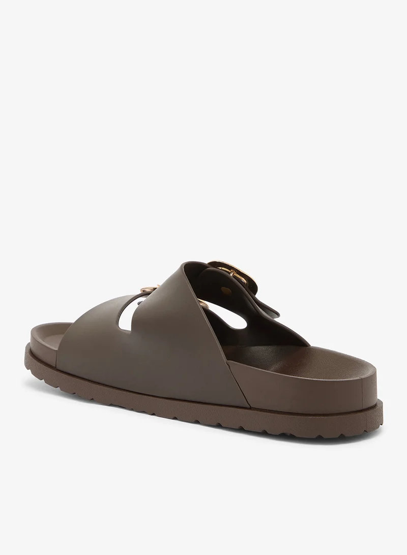 London Rebel Astra Buckle Detail Flat Sandals