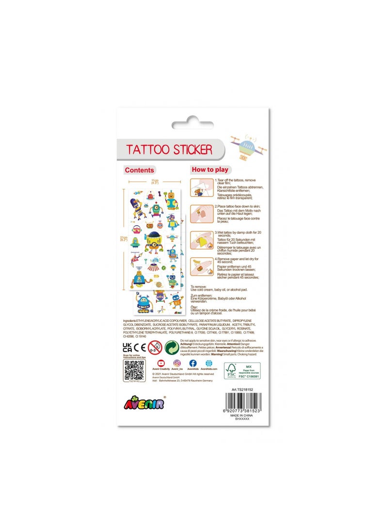 Avenir Avenir Tattoo Sticker - Robot | 50pc Set of Temporary Tattoos - High-Quality Water-Based Ink - Safe and Easy to Apply and Remove - Lasts 3-5 Days for Kids 3+  - Image 4