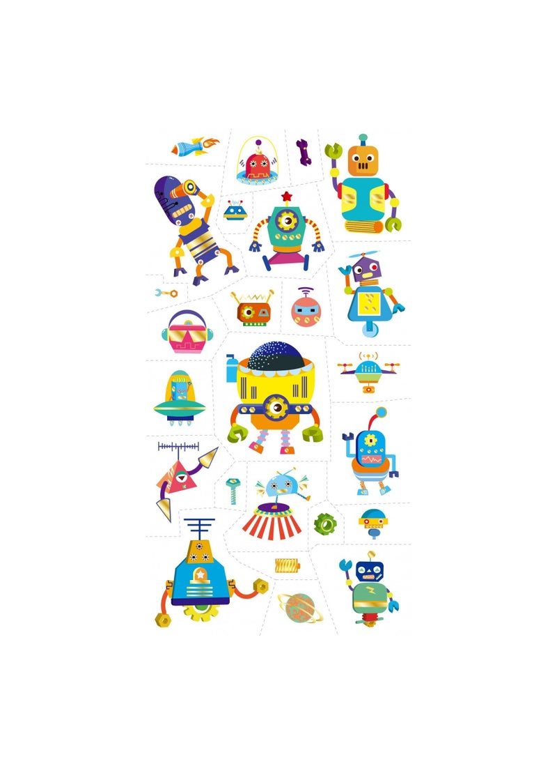 Avenir Avenir Tattoo Sticker - Robot | 50pc Set of Temporary Tattoos - High-Quality Water-Based Ink - Safe and Easy to Apply and Remove - Lasts 3-5 Days for Kids 3+  - Image 2