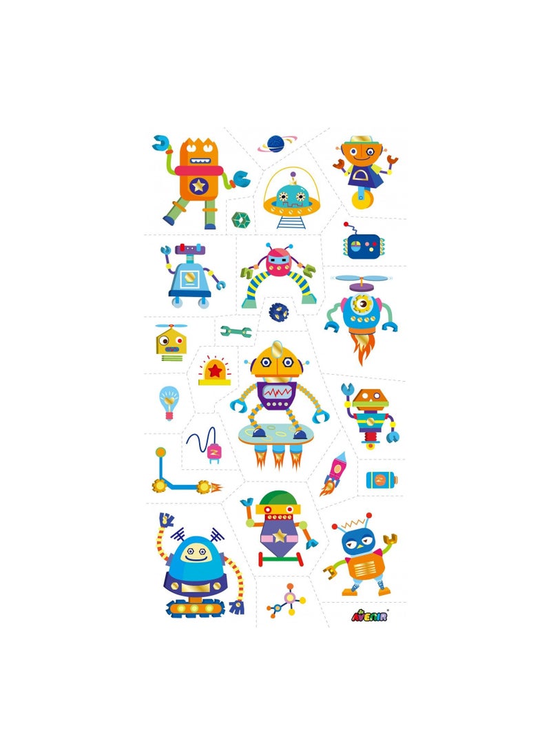 Avenir Avenir Tattoo Sticker - Robot | 50pc Set of Temporary Tattoos - High-Quality Water-Based Ink - Safe and Easy to Apply and Remove - Lasts 3-5 Days for Kids 3+  - Image 3