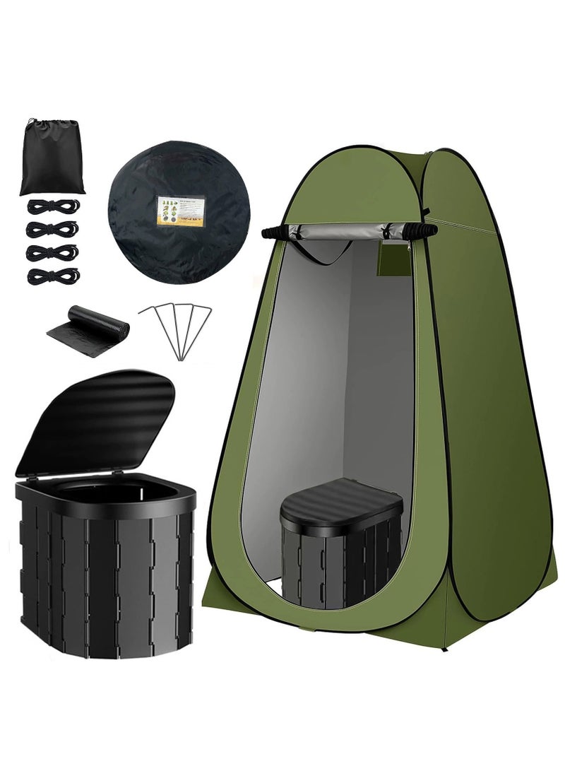 XiuWoo Portable Camping Toilet Kit for Adults, Pop up Privacy Tent, X Large Folding Toilet Potty with Camping Tent, Outdoor Instant Shower Tent Camp Toilet Changing Dressing Room - Image 1