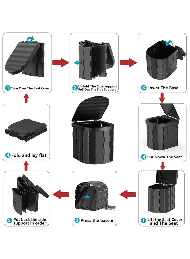 XiuWoo Portable Camping Toilet Kit for Adults, Pop up Privacy Tent, X Large Folding Toilet Potty with Camping Tent, Outdoor Instant Shower Tent Camp Toilet Changing Dressing Room - Image 4