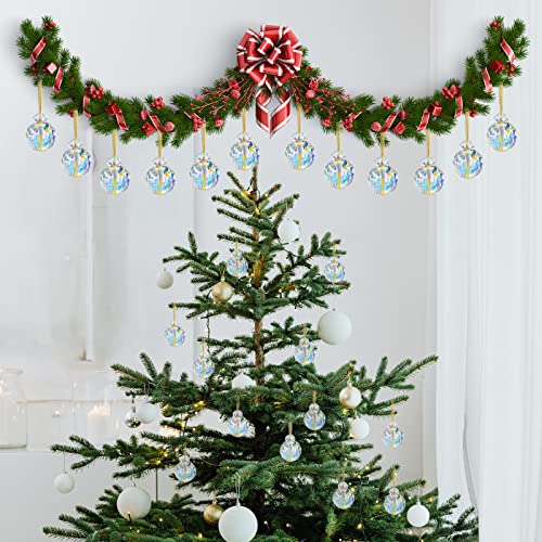 LÈFERS 12 Pcs Crystal Glass Christmas Balls Ornaments, 0.87" Mini AB Color Prism Ball Christmas Tree Decorations, Hanging Crystal Ornament Clearance for Xmas Wedding Party Home Decor(AB) - Image 4
