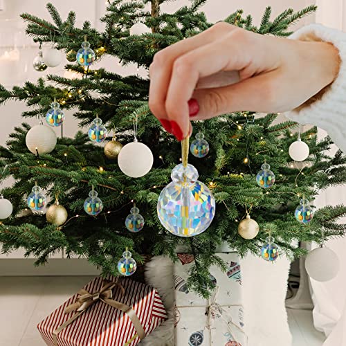 LÈFERS 12 Pcs Crystal Glass Christmas Balls Ornaments, 0.87" Mini AB Color Prism Ball Christmas Tree Decorations, Hanging Crystal Ornament Clearance for Xmas Wedding Party Home Decor(AB) - Image 5