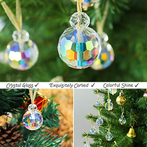 LÈFERS 12 Pcs Crystal Glass Christmas Balls Ornaments, 0.87" Mini AB Color Prism Ball Christmas Tree Decorations, Hanging Crystal Ornament Clearance for Xmas Wedding Party Home Decor(AB) - Image 3