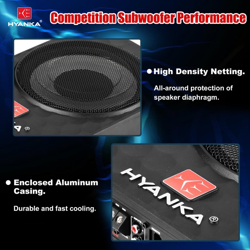 H YANKA سماعة سوب ووفر تحت المقعد H YANKA SODA-10ASW 480W أقصى طاقة (120W RMS) بحجم 10 إنش مع مضخم مدمج، سوب ووفر نحيف مزود بالطاقة للسيارة/الشاحنة/جيب - Image 4