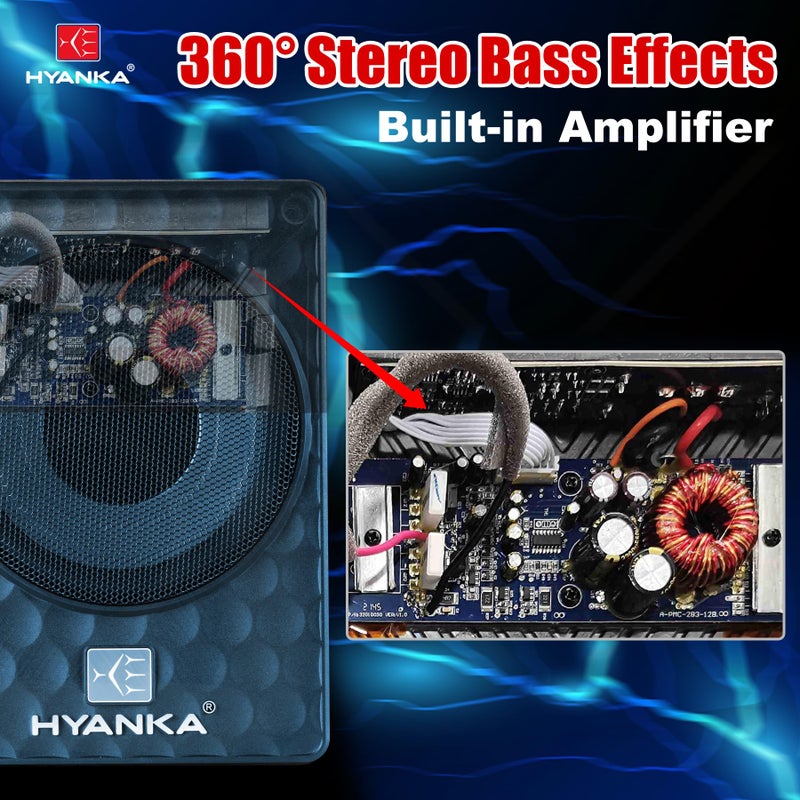 H YANKA سماعة سوب ووفر تحت المقعد H YANKA SODA-10ASW 480W أقصى طاقة (120W RMS) بحجم 10 إنش مع مضخم مدمج، سوب ووفر نحيف مزود بالطاقة للسيارة/الشاحنة/جيب - Image 3