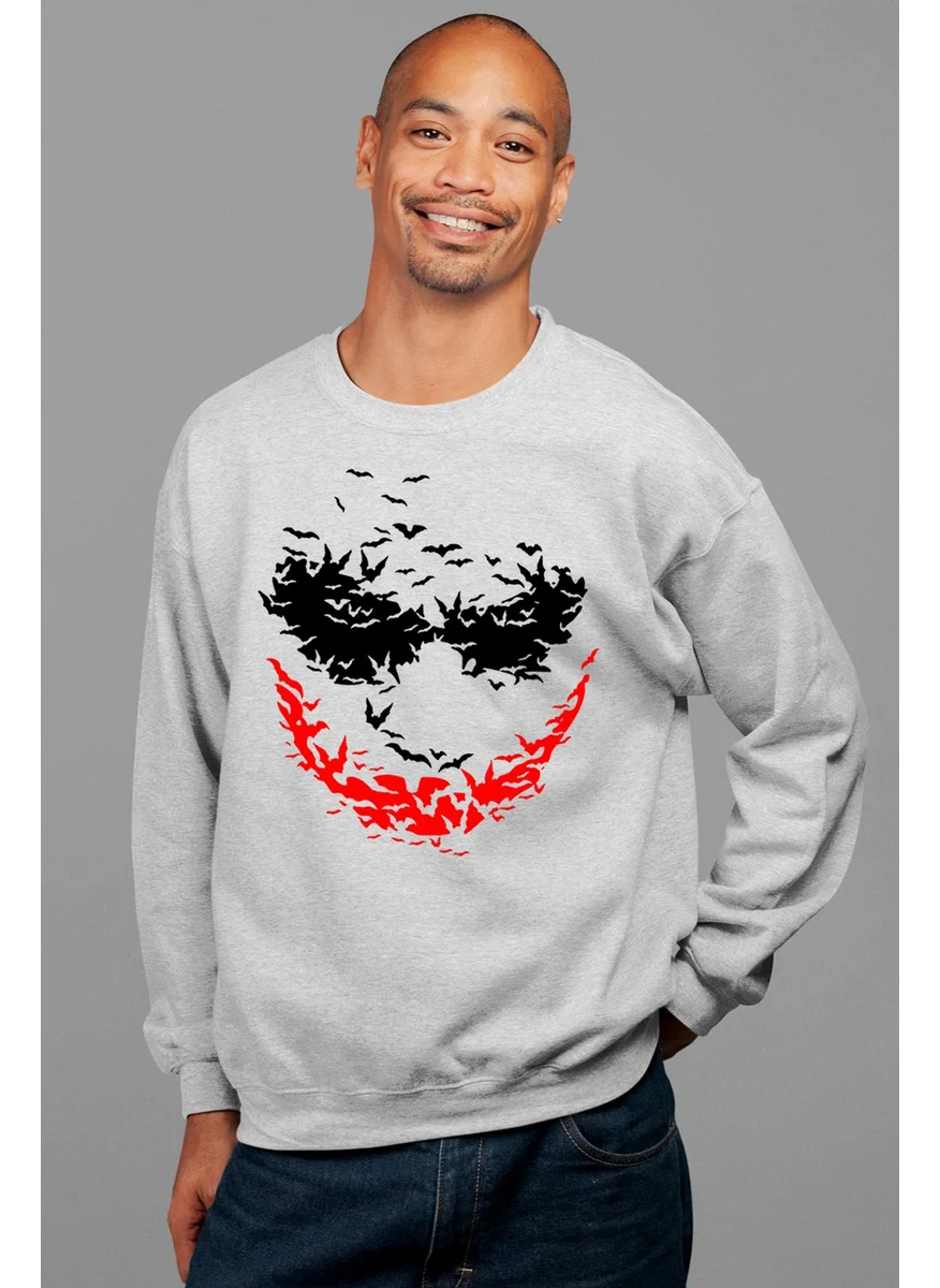 Rock&Roll Bat Laugh Gray Crew Neck Thick Men's Sweatshirt