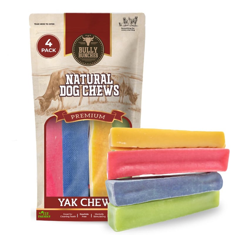 Bully Bunches Premium Fruit-Flavored Himalayan Yak Chew for Dogs - 100g, All-Natural, Long-Lasting, Authentic Yak Milk, Healthy Dental Chew, High-Protein (Medium Assorted - 4PK, Assorted) - Image 1