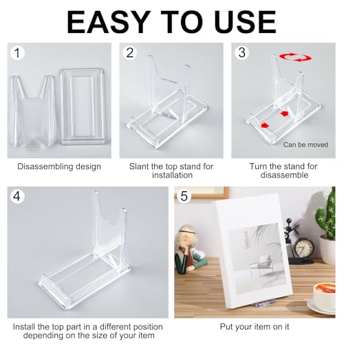 Memorywuu 12 Pack Acrylic Book Stand for Display Adjustable Clear Display Holder Easel Collector Stand for Home Office Back to School Comic Album CD Magazine Postcard Artworks (4.2 x 4.3 x 2.35 Inch) - Image 5