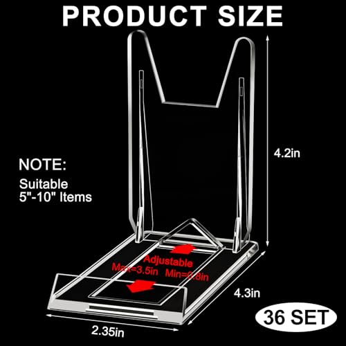 Memorywuu 12 Pack Acrylic Book Stand for Display Adjustable Clear Display Holder Easel Collector Stand for Home Office Back to School Comic Album CD Magazine Postcard Artworks (4.2 x 4.3 x 2.35 Inch) - Image 2