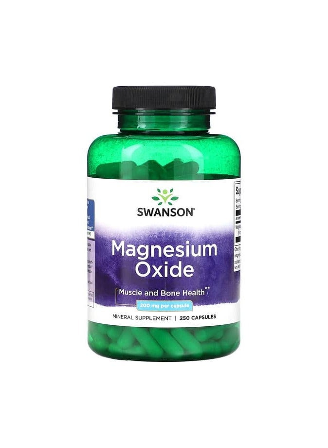 SWANSON أكسيد المغنيسيوم، 200 ملغ، 250 كبسولة