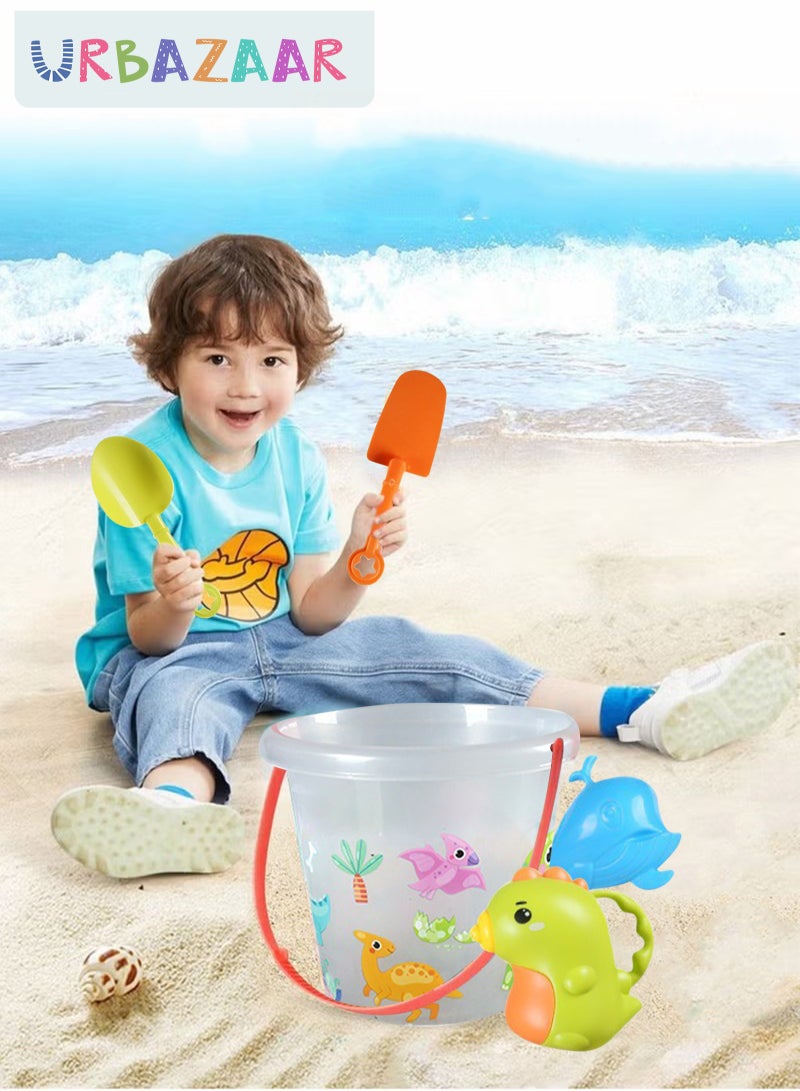 URbazaar Beach Sand Toy Set, with Mesh Bag, Transparent Sand Bucket, Model Toys, Shovel, Rake, Outdoor Beach Toy Kit for Kids, Toddlers, Boys and Girls (14 Pieces) - Image 3