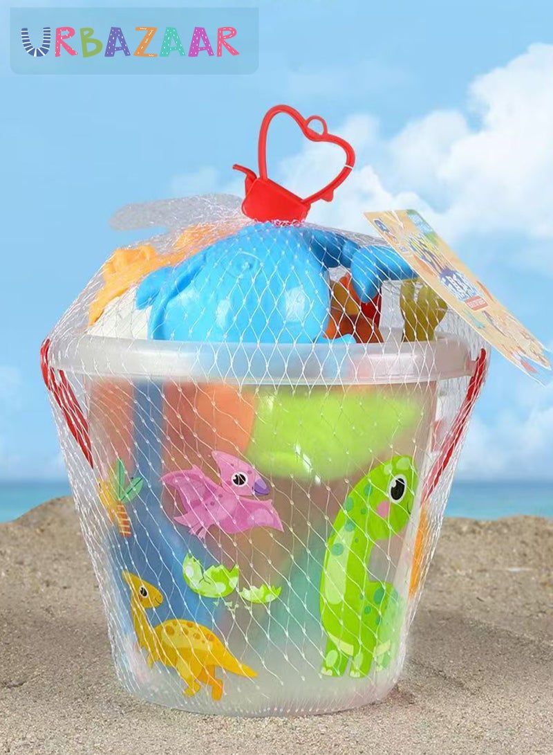 URbazaar Beach Sand Toy Set, with Mesh Bag, Transparent Sand Bucket, Model Toys, Shovel, Rake, Outdoor Beach Toy Kit for Kids, Toddlers, Boys and Girls (14 Pieces) - Image 5