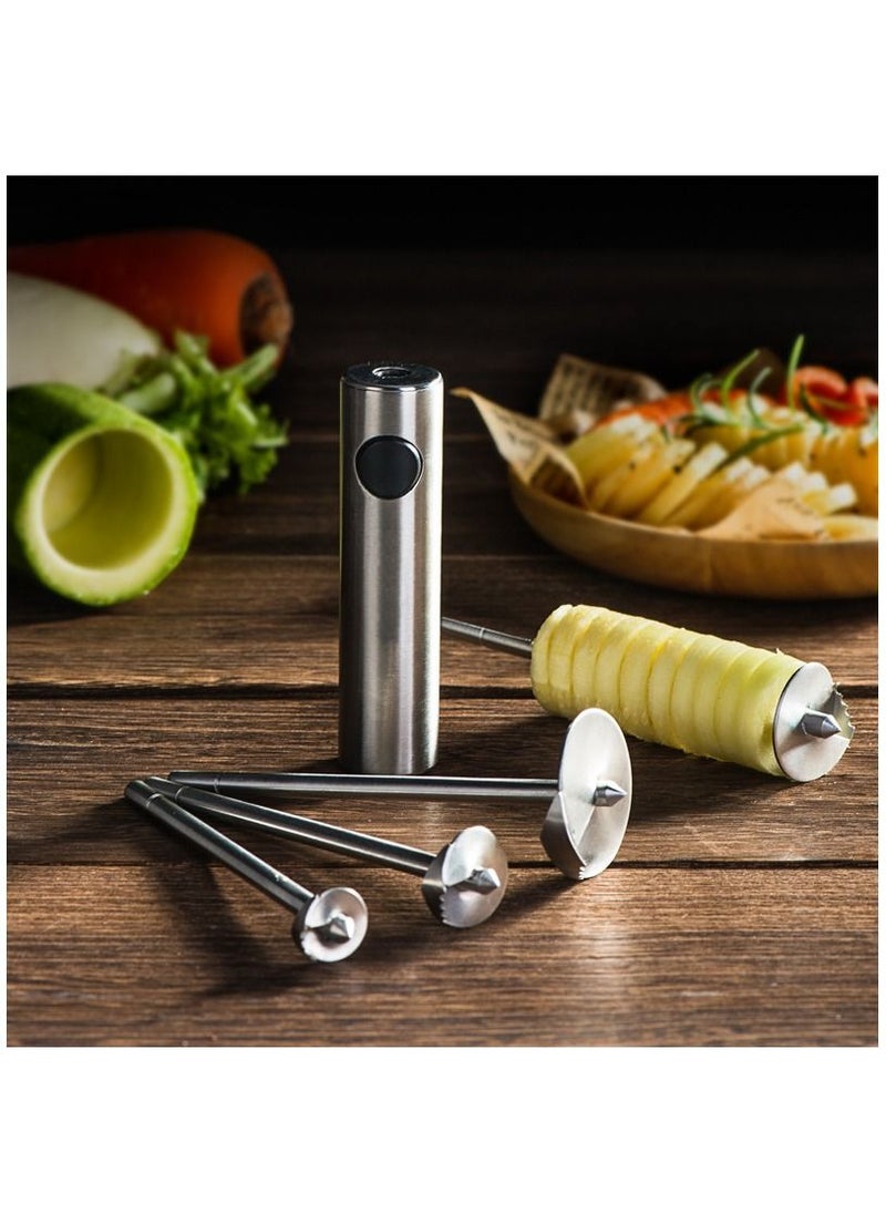 Stainless Steel Vegetable Drill Fruit Corer And Veggie Spiralizer Twister Set Ergonomic Handle With 4 Sizes for Coring and Hollowing out Zucchini Potatoes Carrot Apple