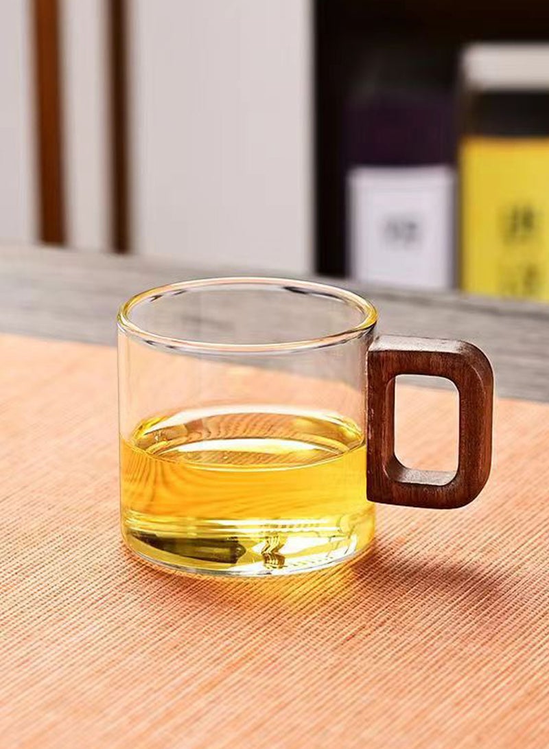 6 - Pack Transparent 110Ml High Borosilicate Glass Coffee Cups With Wooden Handles – Round Design For Coffee & Tea Enthusiasts - Image 5