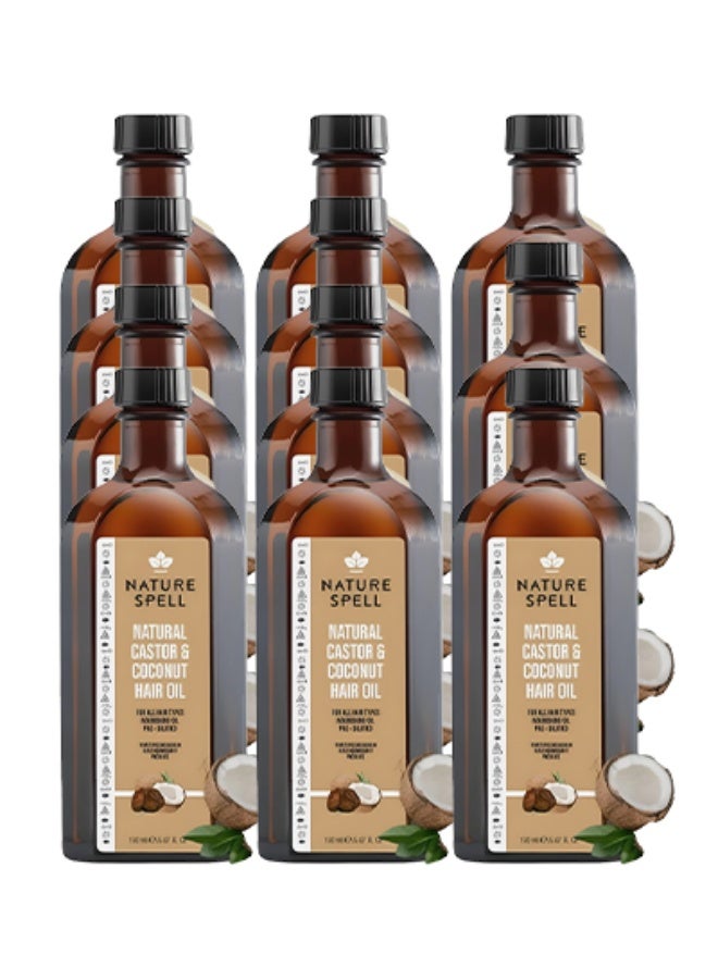 Nature Spell 11 Pieces Natural Castor And Coconut Hair Oil For All Hair Types 150ml - Image 1