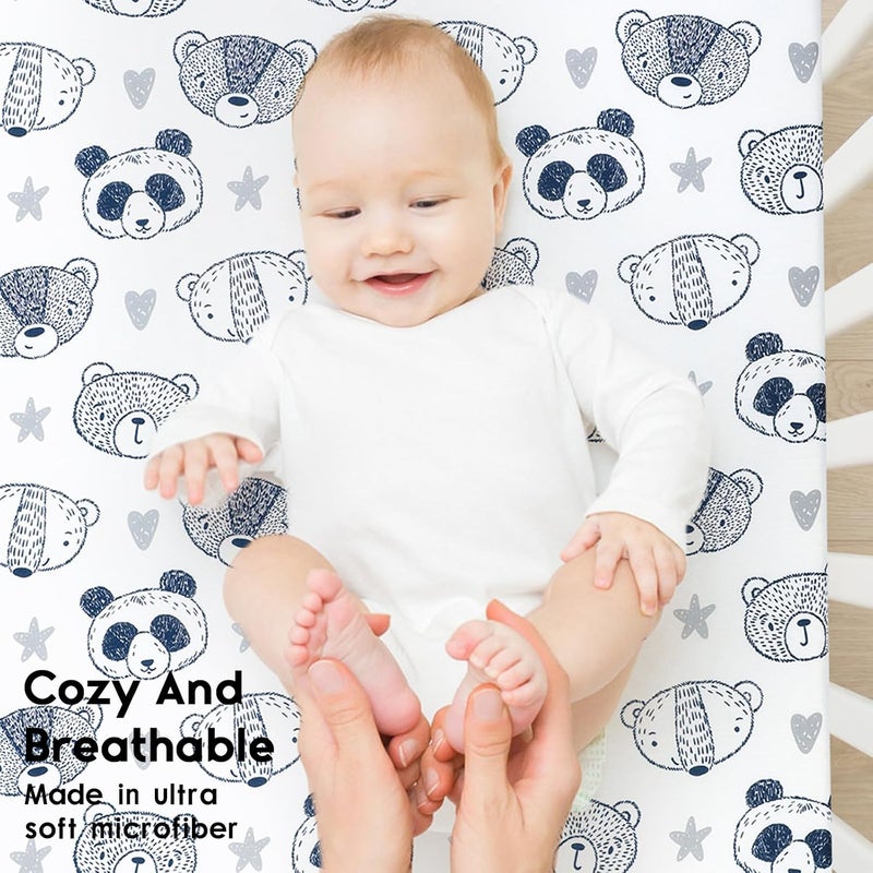 Yoofoss Baby Crib Sheets 2 Pack - Fitted Microfiber Sheets for Standard Crib and Toddler Mattress (28x52x8in, Panda Design) - Image 4