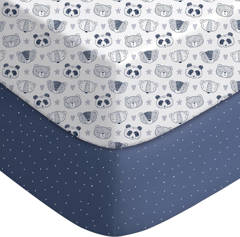 Yoofoss Baby Crib Sheets 2 Pack - Fitted Microfiber Sheets for Standard Crib and Toddler Mattress (28x52x8in, Panda Design) - Image 1