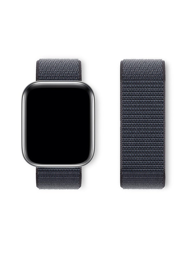 بازار سوار رياضي من النايلون لساعة Apple Watch - حزام قابل للتعديل ومضاد للتعرق وقابل للتهوية لساعة iWatch Ultra 2/Series 10/9/8/7/SE (42-49 مم)، سوار بديل ناعم مزدوج الطبقات منسوج للرجال والنساء (أسود حبر) - Image 3