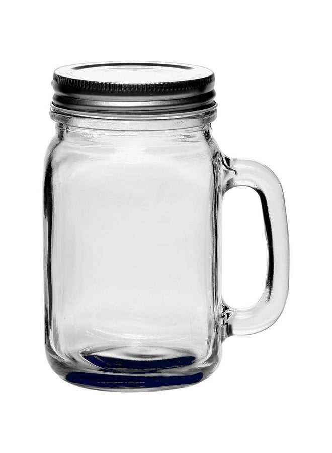 Save SAVE Mason Jar with Airtight Lid & with handle | Transparent Glass | 450 ml | Lid without hole | Glass Container for Overnight Oats, Drinks, Shakes and More | Kitchen Storage Jar - Image 1