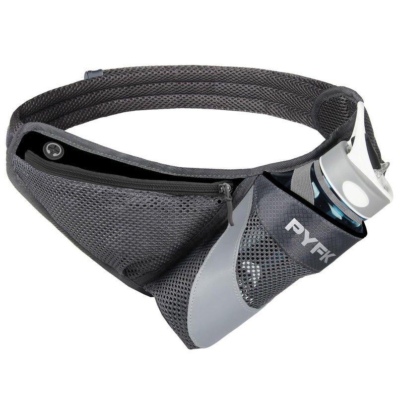 PYFK Running Belt Hydration Waist Pack with Water Bottle Holder for Men Women Waist Pouch Fanny Bag Reflective (Black) - Image 1