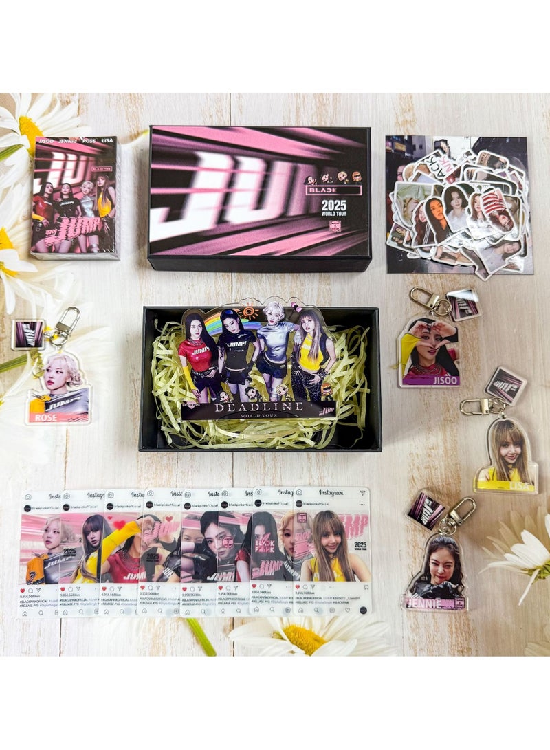 EHOME Blackpink Album JUMP Gift Box With 4 Keychains, Standee, 8 Transparent Cards, 55 Lomo Cards, 103 Stickers - Image 3