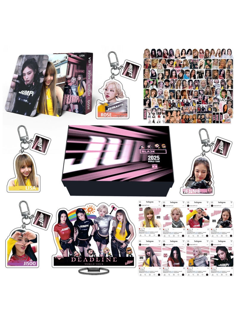 EHOME Blackpink Album JUMP Gift Box With 4 Keychains, Standee, 8 Transparent Cards, 55 Lomo Cards, 103 Stickers - Image 1