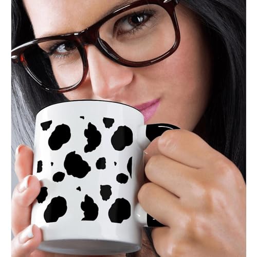3dRose Black and White Cow Print Two Tone Mug, 1 Count (Pack of 1), Multicolor - Image 2