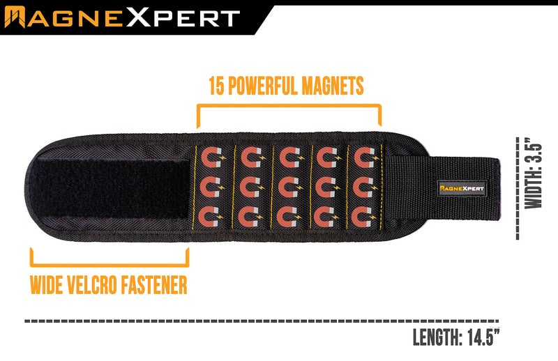 Magnelex Magnexpert Magnetic Wristband for Holding Screws, Nails and Drill Bits - Crafted from Ballistic Nylon with 15 Powerful Magnets, Stocking Stuffer for Men - Image 2