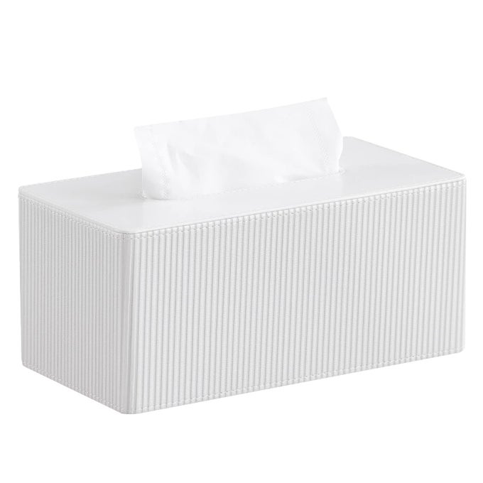 PU LEATHER TISSUE BOX COVER RECTANGLE WITH MAGNETIC CLOSURE MODERN TISSUE BOX HOLDER FOR BATHROOM NIGHTSTANDS LIVINGROOM DECORATIVE TISSUE HOLDER FOR 1203PLY1602PLY TISSUE BOX WHITE
