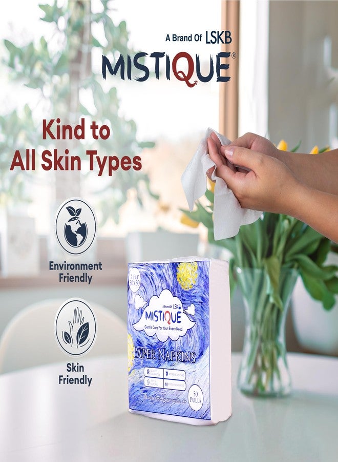 MISTIQUE 2 Ply 50 Pulls Tissue Paper Napkin (Pack of 6) | Soft and Highly Absorbent | Sheet Size (30 * 30 cm) - Image 3
