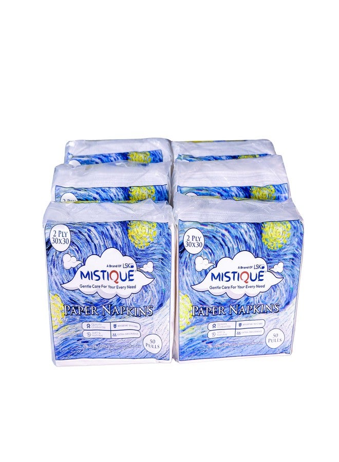 MISTIQUE 2 Ply 50 Pulls Tissue Paper Napkin (Pack of 6) | Soft and Highly Absorbent | Sheet Size (30 * 30 cm) - Image 1