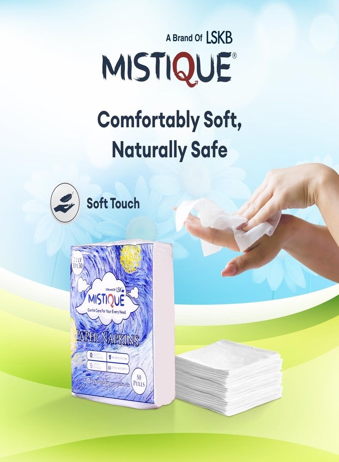MISTIQUE 2 Ply 50 Pulls Tissue Paper Napkin (Pack of 6) | Soft and Highly Absorbent | Sheet Size (30 * 30 cm) - Image 4