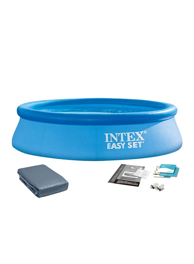Intex Easy Set Inflatable Puncture Resistant Circular Above Ground Portable Outdoor Family Swimming Pool | Blue | 8Ft X 24 Inch - Image 1