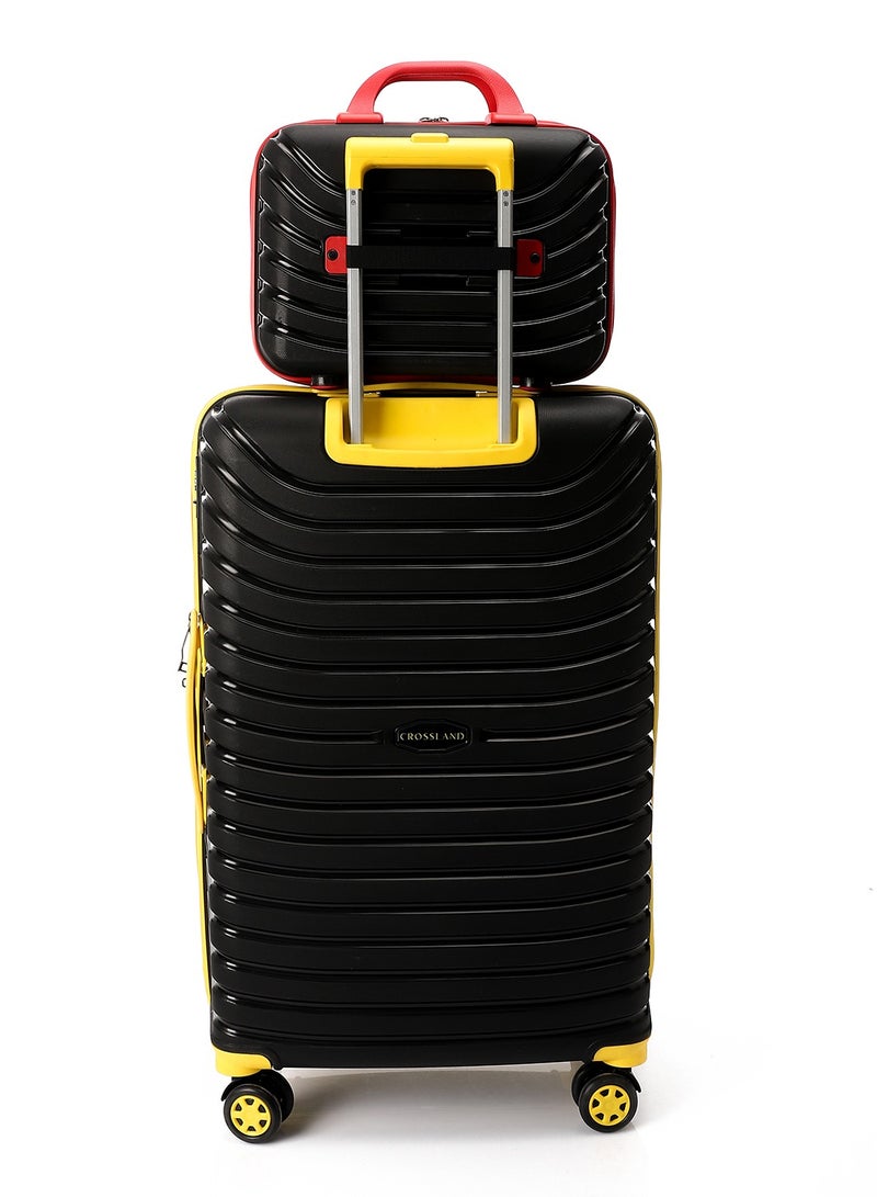 كروسلاند حقيبة مكياج كروسلاند - حقيبة مستحضرات تجميل متينة من البولي بروبيلين، منظم سفر، خفيفة الوزن وأنيقة - لون أسود وأحمر - Image 4