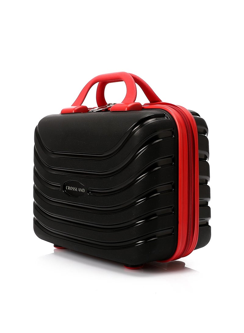 كروسلاند حقيبة مكياج كروسلاند - حقيبة مستحضرات تجميل متينة من البولي بروبيلين، منظم سفر، خفيفة الوزن وأنيقة - لون أسود وأحمر - Image 1